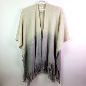 Maurices Womens Size One Size White Silver Fringe Sweater Shawl Coverup